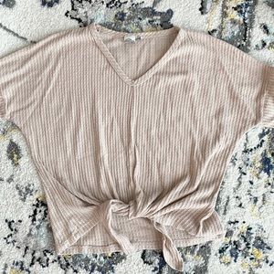 Extra Small Pink Long Sleeve Tie Top